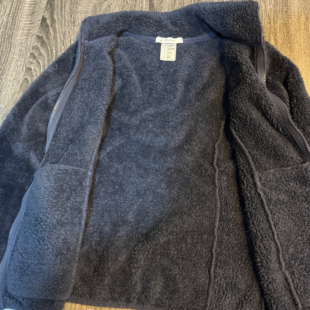 Disney Parks Cinderella's Castle Sherpa Fleece Jacket Navy Blue Women's Size XS - Picture 7 of 9